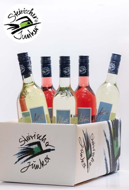 Der Junker. Schilcherjunker vegan. weißer Junker. Vorbote des neuen Jahrgangs. Frisch, Fruchtig. Weingut Jöbstl, Steiermark, Schilcherei, Junker online kaufen